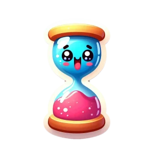 Lucid_Origin_a_colorful_hourglass_sticker_placed_on_a_white_ba_2